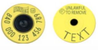 Allflex Official USDA 840 Full Duplex EID tag, text printed on button back