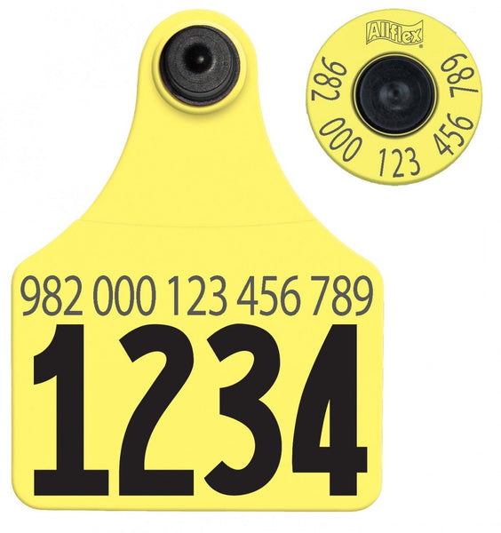 Allflex Large FDX Matched Pair Set Layout 1 (Tamperproof) - Yellow ...